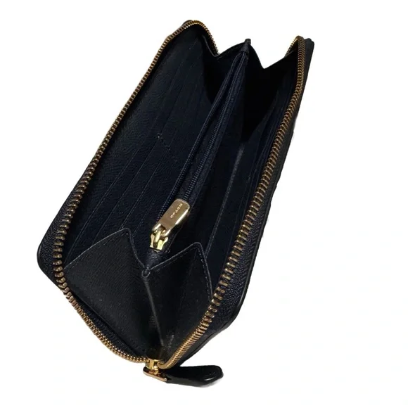 Coach Accordion Zip Wallet In Dark Navy Blue - Picture 4 of 8